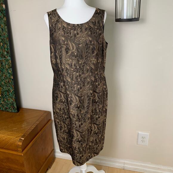 Kasper Size 12 2-Piece Dress Suit w/ Blazer Jacket Floral Jacquard Gold Brown - Picture 4 of 12